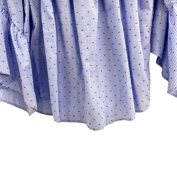 Melissa Paige Gingham Print Off Shoulder Top Blue White Size Petite Large - Picture 6 of 17